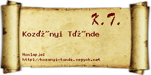 Kozányi Tünde névjegykártya